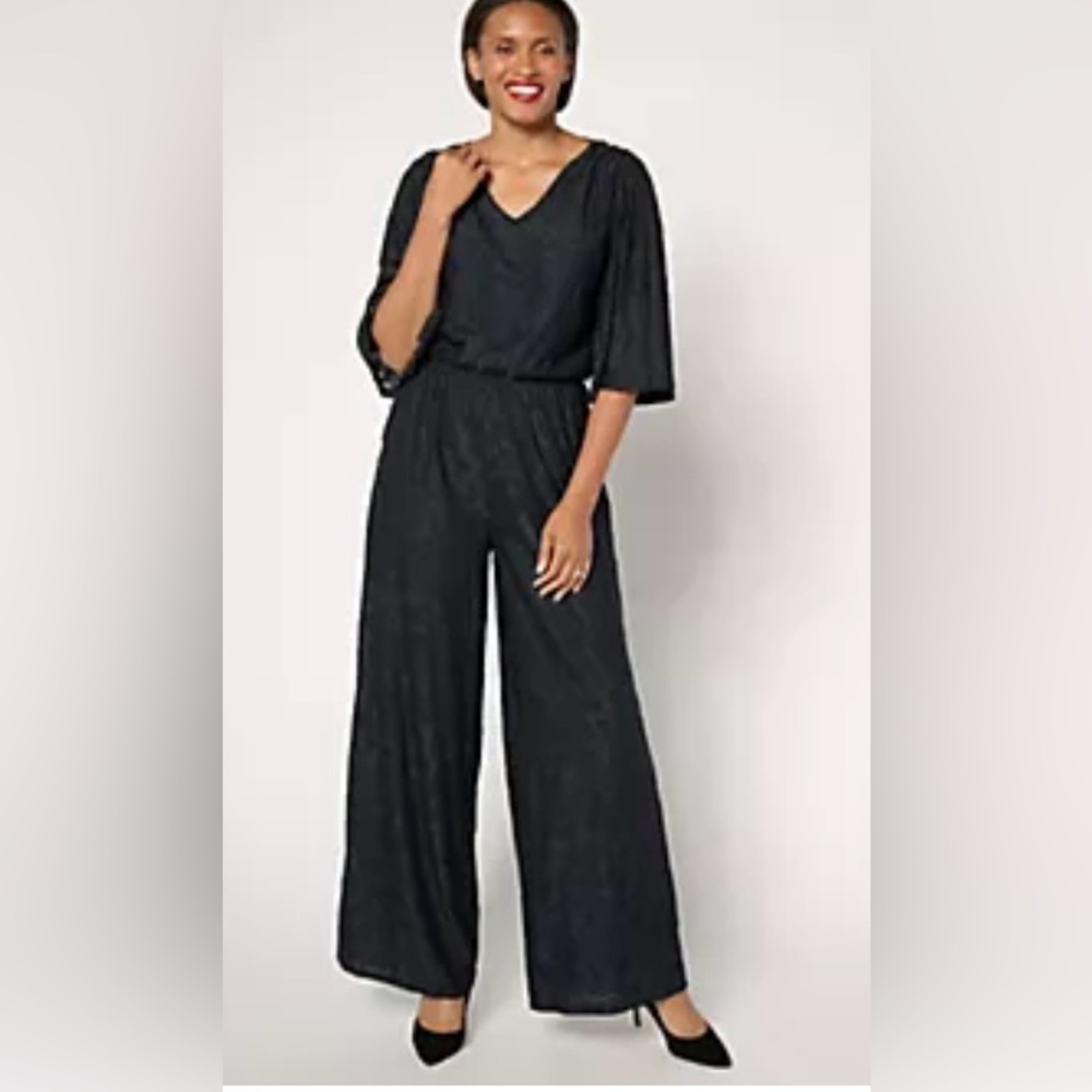 Destination 365 Regular Satin Jacquard Wide Leg Jumpsuit